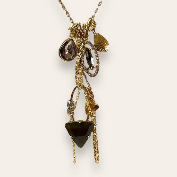 NY & Co Gold Tone Charm Necklace 26” Statement Eclectic Comment Gift EUC - Picture 5 of 16